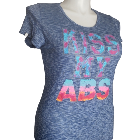 EVCR "Kiss My ABS" Athletic Short Sleeve Tee Shirt Size Size Large - Picture 3 of 7